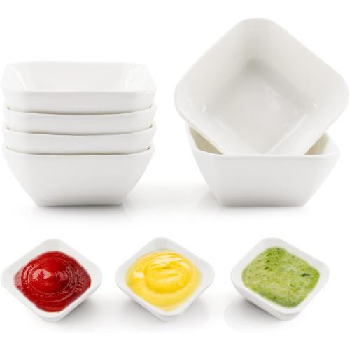 Ultra-Strong 3 Oz 6 Pack Ceramic Dip Bowls Set, Mini Bowl Soy Sauce Plate, Condiment Server, Can be Used for Ketchup, Vinegar,BBQ and Party Dinner