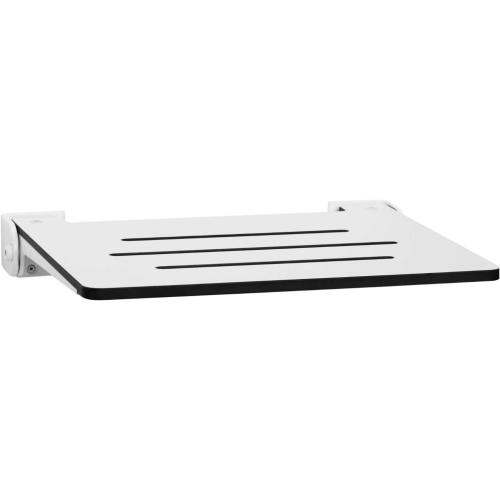Seachrome 18 inch Silhouette Slimline Folding Wall Mount Shower Bench Seat, White Seat with White Frame
