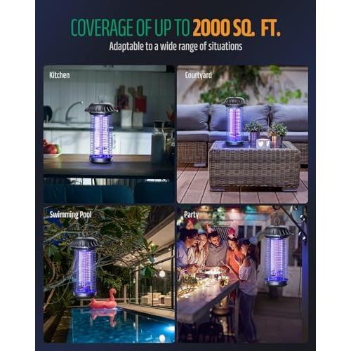 Buzbug LED Bug Zapper Indoor Outdoor, Up to 50000 Hrs Lifespan Lamp, Energy Saving & Dual Band Attraction, 5.6 ft Power Cord, High Voltage Mosquito Fly Zapper Trap Killer -MO008C