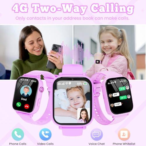 4G Kids Smart Watch for Boys Girls GPS Tracker, Children Watches Phone Call