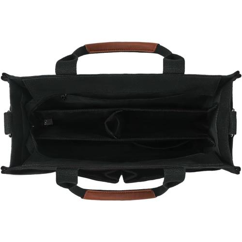 FIORETTO Canvas Tote Bag for Women with Zipper Closure & Individual Compartments for Work College for Teacher & Nurse