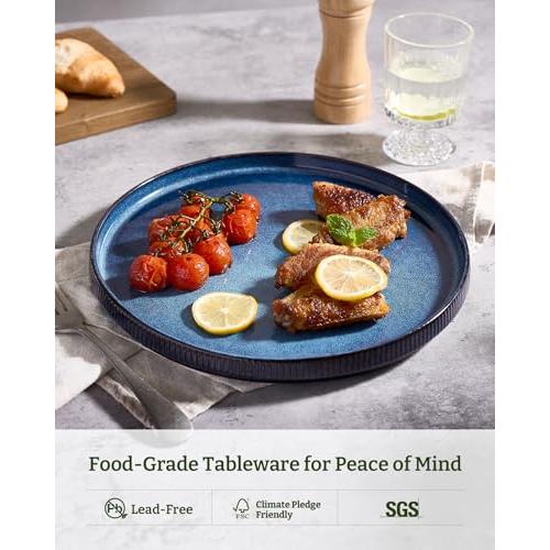 famiware Star 10/8 inches Dinner Plates Set for 6, Nebulas Blue