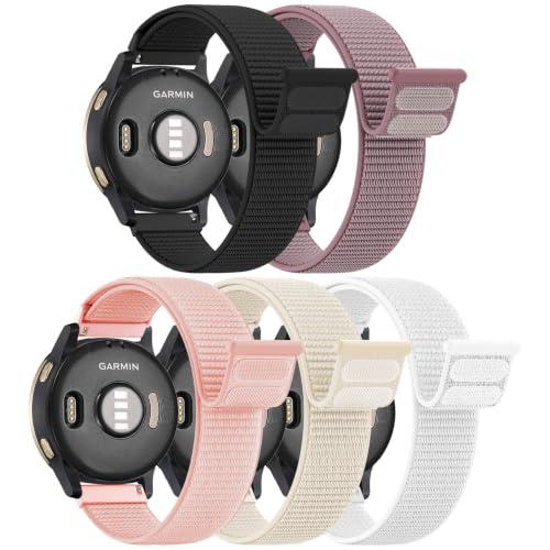 5 Pack Nylon Loop Sport Band Compatible with Garmin Venu 4 45mm/Vivoactive 4/Venu 2/Venu 3,22mm Breathable Soft Band Adjustable Watch Straps for Garmin Forerunner 255/265/745/955/965 Women Men
