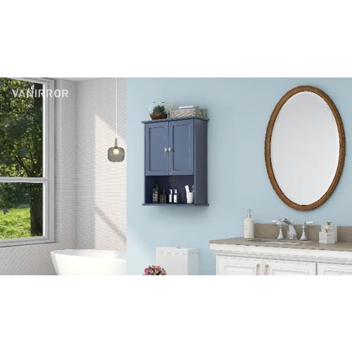 Grey Wall Mounted Bathroom Cabinet 24x30 Inch Wooden Over Toilet Storage Cabinet with 2 Doors, Above Toilet Medicine Cabinets for Bathroom Laundry Room Bedroom Kitchen