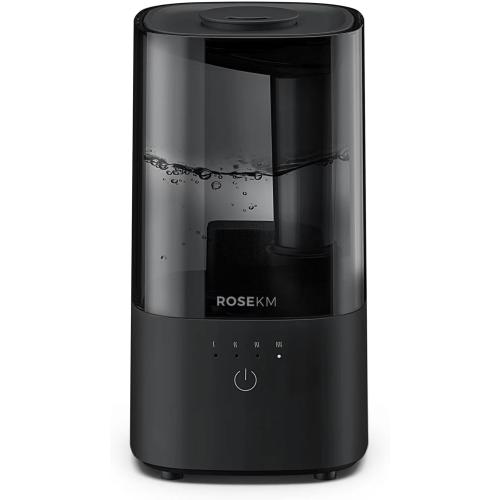 Humidifiers for Bedroom (1.1L), Small Cool Mist Humidifier for Home Plant and Baby Nursery, Quiet Ultrasonic Humidifier with 360° Nozzle, Auto Shut-Off, Filterless, Black