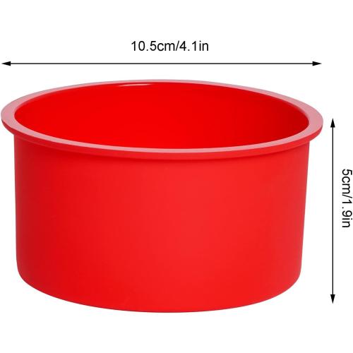 6pcs Silicone Cake Mold Baking Round Cake Molds 4 Inch Non-Stick Baking Pan Kitchen Silicone Cake Molds for Baking(Red, 4inch)