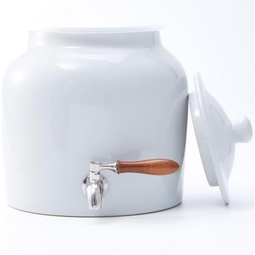 Ceramic Water Dispenser for 5 Gallon Bottle – Crock Water Dispenser with Durable Stainless Steel Faucet, Ideal for 3 to 5 Gallon Jugs, Classic Porcelain Water Crock Design for Home or Office Use