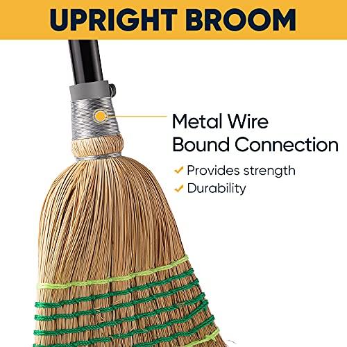 Yocada Heavy-Duty Corn Broom Commercial Indoor Outdoor Broom 59.8 inch Tall | for Courtyard Garage Lobby Mall Market Floor Home Office Leaves Stone Dust Rubbish
