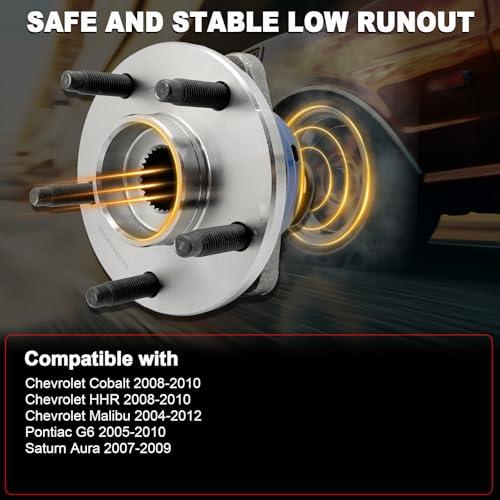 Pair 513214 Front Wheel Bearing Hub Assembly Compatible with Chevy Cobalt HHR 2008-2010 Malibu 2004-2012, for Pontiac G6 2005-2010, for Saturn Aura 2007-2009 Hub Bearing, 5 Lug w/ABS
