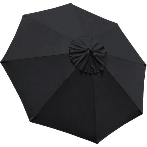 EliteShade USA 9FT Patio Umbrella Replacement Covers 8 Ribs Market Umbrella Canopy Cover (CANOPY ONLY) (Black)