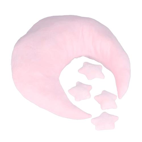 Newborn Photography Props, Crescent Moon Pillow for Newborns, Soft Newborn Photography Posing Pillowswith Moon and Star Celestial Decor for Infant Photography (Pink)