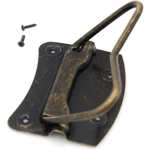 LXZ 4 PCs Vintage Style Lifting Handle Chest Pull with Distressed Antique Brass Finish for Wooden Box/Case/Chest-Large Size
