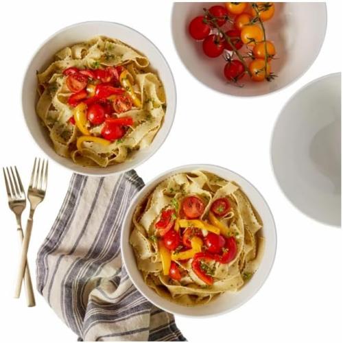 Denmarks 4 Piece All Purpose Bowl Set - Ultra Durable White Porcelain - Chip Resistant, Microwave & Dishwasher Safe - Modern Deep Design for Salad, Pasta & Cerea