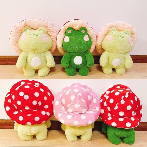 Frog Plush 10 Cute Frog Mushroom Hat Stuffed Animals Kawaii Plush Toys Throw Pillow Home Room Decor Aesthetic Gift