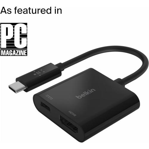 Belkin USB C to HDMI Adapter   USBC Charging Port to Charge While You Display, Supports 4K UHD Video, Passthrough Power up to 60W for Connected Devices, Compatible with MacBook, iPad, Windows