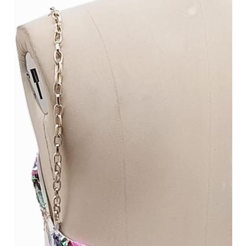 SizeM...Women's Sequin Dress Sexy Sparkly Floral Summer Backless Deep V Low-Cut Shiny Strap Mini Dress for Party Cocktail Clubwear