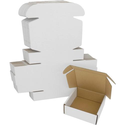 5x5x2 Shipping Boxes, Small White Gift Box Corrugated Cardboard Boxes Jewelry Mailing Packaging Mailers for Small Business Lightweight Flat Cute Literature Mailer, 25 Pack