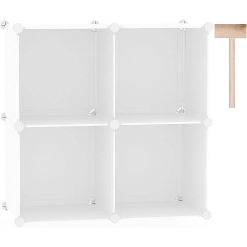 C&AHOME Cube Storage Organizer, 4-Cube Shelves Units, Closet Cabinet, DIY Plastic Modular Book Shelf Ideal for Bedroom, Living Room, Office, 24.8 L x 12.4 W x 24.8 H Milky UPCS04M