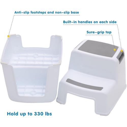 Two Step Stool for Kids and Toddler, 2 Step Stool for Bathroom Sink, Kitchen and Toilet Potty Training (Gray)