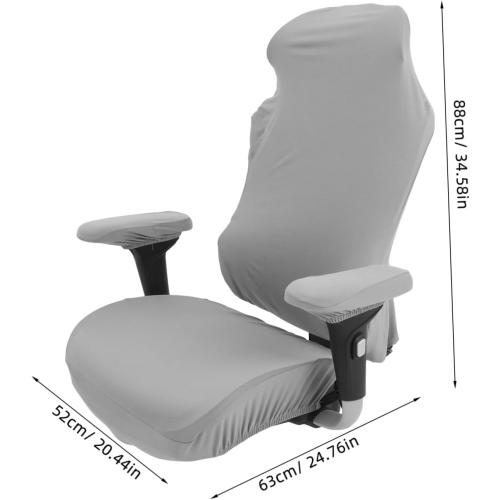 Gaming Chair Cover Set Stretchable Elastic Armrest Covers for Office and Gaming Chairs Soft Milk Silk Material Washable Protector for Home Office Use Light Gray