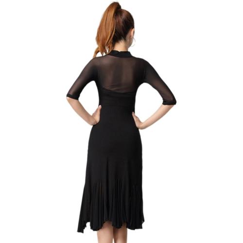 Size S...Honeystore Women's V Neck Dance Dress Tango Sheer Fringed Flapper Party Dancing Outfits