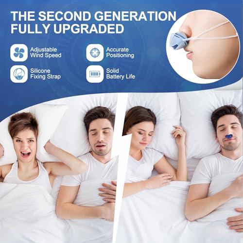Anti Snore Device,Double Vortex Electric Double Vortex Snoring Solution,Mini Portable Stop Snoring Devices Stopper,Adjustable Wind Speed Snoring Prevention Nasal Dilators,Up to 8 Hours