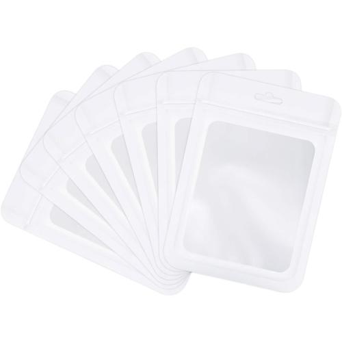 Boao 100 Pcs Resealable Foil Food Storage Bags,3 x 4.7 Inch,White