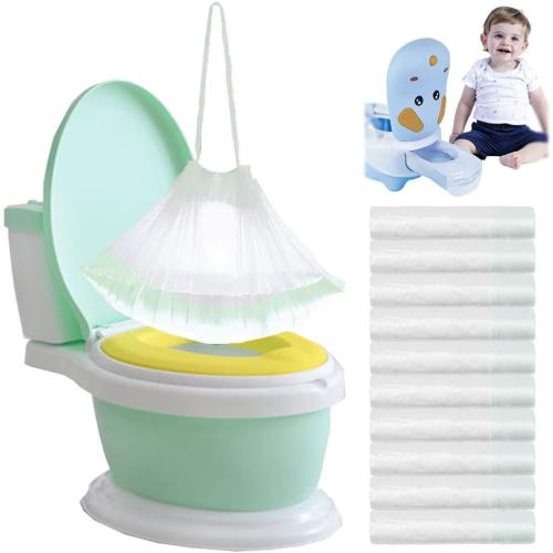 100 Pack Potty Chair Liners Disposable,Drawstring Training Toilet Seat Liner Bags Cleaning Bag for Kids Toddlers Outdoors Travel