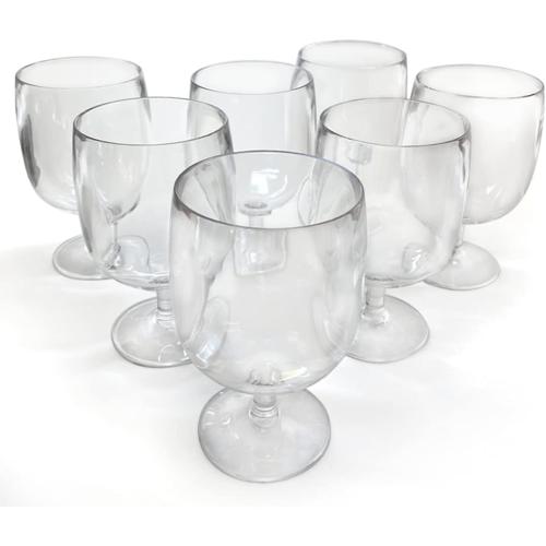Lily's Home Set of 8 Unbreakable Poolside 12 oz Acrylic Plastic Wine and Water Tumbler Stackable Goblets. Shatterproof Plastic and Ideal for Indoor and Outdoor Use, Reusable. Clear. Made in Taiwan.