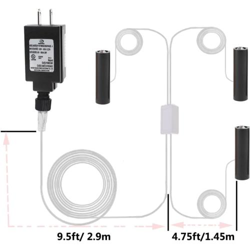 LR6 AA Battery Eliminator, AC to DC 3V 4.5V Power Supply Adapter,3 Connectors, Replace 2 or 3pcs 1.5V AA Battery,for Decorations LED Light,Indoor and Outdoor