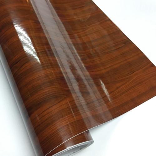 Wood Grain Vinyl Wrap Sticker Decal Car Internal Wraps Self Adhesive DIY Film, Waterproof Wrap Roll Without Bubble, (Brown-Wood Grain(High Glossy))