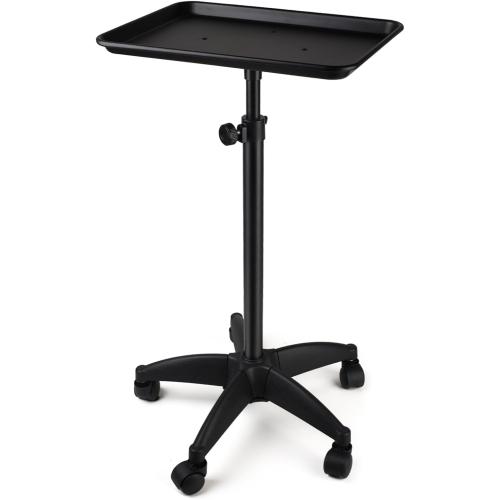 Salon Tray On Wheels Tattoo Tray Rolling Trolley Adjustable Height Storage Utility Cart for Clinic Spa Rolling Tray (Black) (Black)