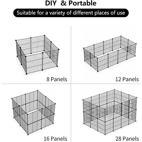 LURIVA Small Animal Playpen, Guinea Pig Cages, Pet Playpen, Rabbit Cage,Small Animal Cage, Puppy Kitten Dog Playpen, Indoor Outdoor Portable Metal Wire Yard Fence,15 X 12 Inch, 16 Panels, Black.