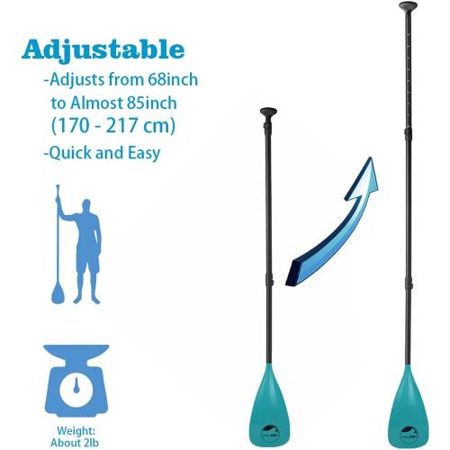 YVLEEN SUP Paddle Board Paddle，Stand up Paddleboard Paddles Adjustable Aluminum 4-Piece Floating Kayak Paddle，Convertible Paddle
