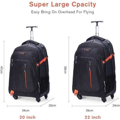 Size 20-22 Color Light Green AOKING 20/22″Water Resistant Rolling Wheeled Backpack Laptop Compartment Bag