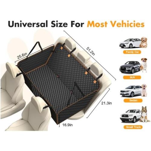 Dog Car Seat Cover for Back Seat, Backseat Extender for Dogs Hard Bottom, Car Back Seat Extender for Dogs, Dog Hammock for Cars, Black