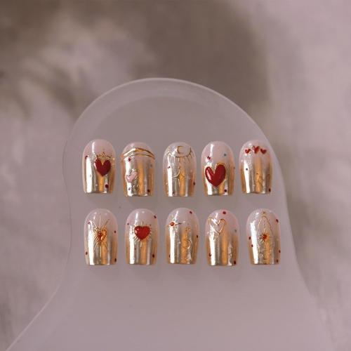 5D Embossed Heart Nail Stickers for Art - Gold Red Self-Adhesive Valentine's Day Decals - Golden Design for Women - Nail Supplies Decorations Accessories