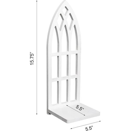 HPC Decor Candle Sconces Wall Decor Set of 2- Handmade Wall Sconce Candle Holder- White Window Shape Wood Wall Home Decor- Farmhouse Wall Decorations for Living Room, Bedroom, Bathroom, Dining Room