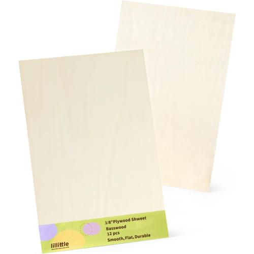 12 Pack Basswood Plywood Sheets 12x24x1/8, Basswood for Laser Cutting | Smooth Surface, Uniform Thickness, No Burrs, No Warping, No Knots, No Cracks