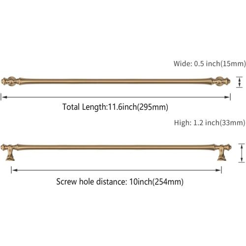 Asidrama 6 Pack 10 Inch(254mm) Champagne Bronze Kitchen Cabinet Handles, Cabinet Pulls Kitchen Cabinet Hardware for Cupboard Drawer Pulls