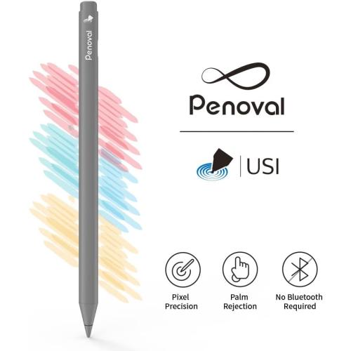 Penoval USI Stylus Pen for Chromebooks - 4096 Levels Pressure, Tail Eraser, Spare Tip