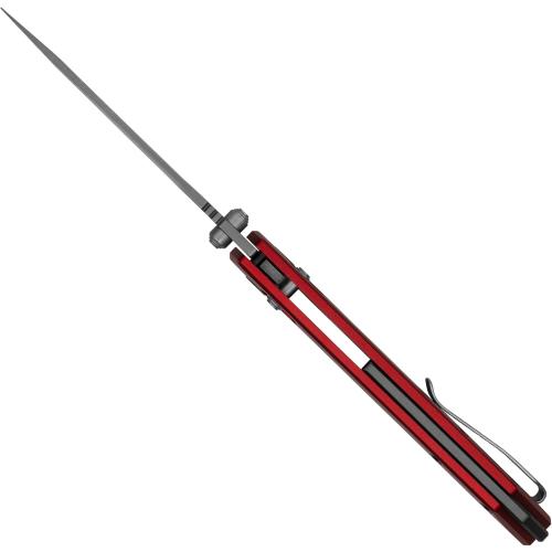 Kershaw Iridium Pocket Knife, Red Design, 3.4 Inch Steel Spear Point Blade, EDC with Thumb Stud Opening, Reversible Deep Carry, DuraLock, Everyday Carry Pocket Knife for Men and Women