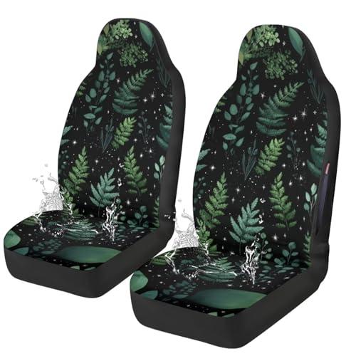 Cottagecore Fern Print Car Seat Cover Waterproof Car Seat Covers Front Seats Only, Universal Fit for Car SUV Trucks, Airbag Compatible, Green Plant Car Accessories for Women Men
