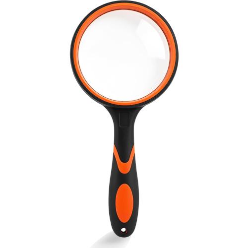 Ykimok Magnifying Glass, 10X 75mm Organic Glass Lens Handheld Magnifier with Silicone Handle for Reading and Inspection