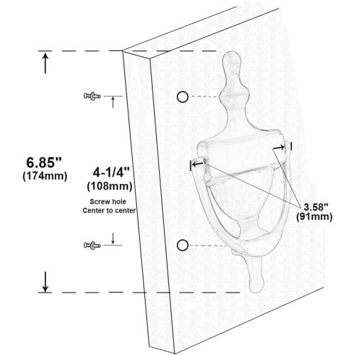 QCAA Solid Brass Door Knocker, 7, Matte Black, Made in Taiwan, 1 Pack