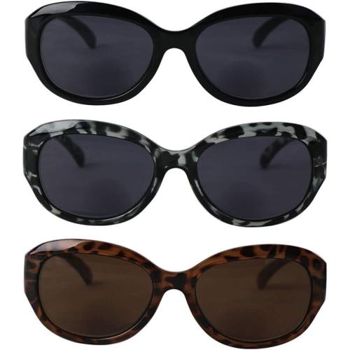 Hyyiyun Bifocal Reading Sunglasses for Women 4 Pairs Vintage Jackie Oval Ladies Oversize Cateye Readers