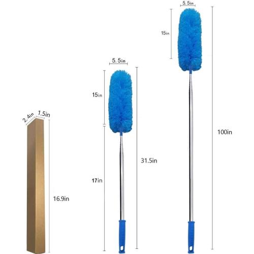 DELUX Microfiber Feather Duster Extendable Duster with 100 inches Extra Long Pole, Bendable Head & Long Handle Dusters for Cleaning Ceiling Fan, High Ceiling, Blinds, Furniture & Cars