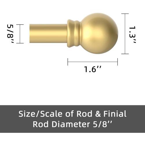 Curtain Rods for windows 28-78 inch, 5/8 inch Decorative Gold Splicing Heavy Duty Metal Curtain Rod set with Brackets