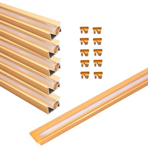 3.3ft/1 Meter Invisible Recessed YW-Shape LED Aluminum Channel System with Milky Cover& End Caps, Suitable for 6mm Indoor LED Strip Light Installations (Gold, 6 Pack)