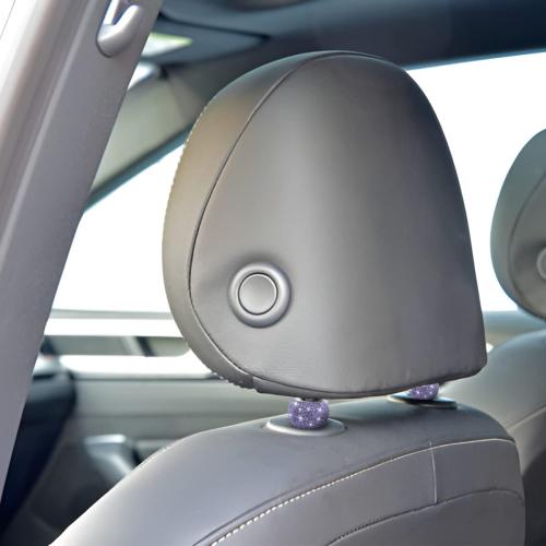 BELOMI 4 Pack Car Headrest Collars, Bling Car Head Rest Collars Rings Decor, Rhinestone Car Head Rest Collars, Diamond Interior Car Seat Accessory (Purple)